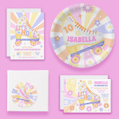 誕生日ガールレトロローラースケート 缶バッジ