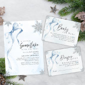 A little Snowflake Blue Bow Glitter Baby Shower スタンダードカクテルナプキン