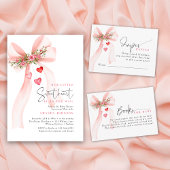 A little Sweetheart Pink bow Valentine Baby shower 招待状