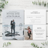 ネイビモダンーとホワイトの写真結婚式招待状 案内状 (この独立クリエイターのコレクションをカスタマイズ。)