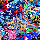 グラフィティカラフルウォールコラージュ タペストリー