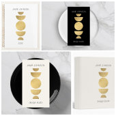 抽象芸術ムーンフェイズジオメトリアート金ゴールド/アイボリー 名刺