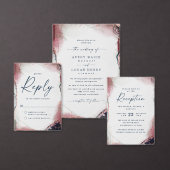 ワインレッドとネイビーのクラシックな結婚式のカラーパレットカード 招待状 (この独立クリエイターのコレクションをカスタマイズ。)