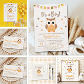 Adorable Owl Baby Shower Boy スタンダードカクテルナプキン