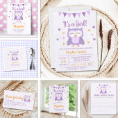 Adorable Owl Baby Shower Girl スタンダードカクテルナプキン