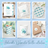 海中の水色の亀の赤ちゃんシャワー 招待状