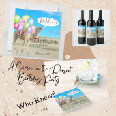 誕生日おもしろいデザートカメルピンクバルーン招待状 招待状