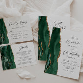 Agate Emerald Green Gold Script Wedding セーブザデート