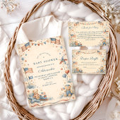 American Boy Stars and Stripes Baby Shower 招待状