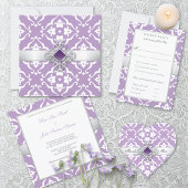 Lavender Lily Damask Wedding Momento セラミックオーナメント
