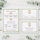 ヴィンテージモダンアールデコミント&金ゴールド結婚ズ セーブザデート (この独立クリエイターのコレクションをカスタマイズ。)