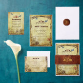 フェイクアンティーク金ゴールドビクトリアンステームパ結婚ンク 招待状 (この独立クリエイターのコレクションをカスタマイズ。)