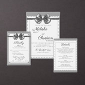 Luxurious Black Bow Wedding Invitation. 招待状 (この独立クリエイターのコレクションをカスタマイズ。)