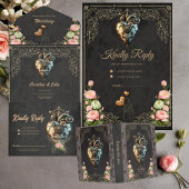 印象的なスチームパンクハート サンキューカード