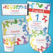 4歳の誕生日の動物の風船の招待 招待状