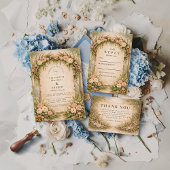 Antler Botanical Rustic Wedding 招待状