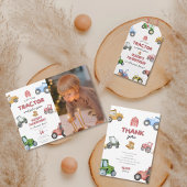 任意の年齢水色トラクターの誕生日 ペーパープレート