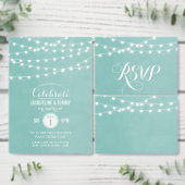 アクアストリングライト結婚ズモノグラム スタンダードカクテルナプキン (この独立クリエイターのコレクションをカスタマイズ。)