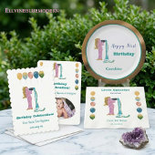 Aquarius 1st Birthday Impressionist Gold Glitter  招待状