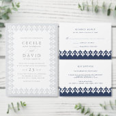 アラベスク レセプション カード | ネイビー (この独立クリエイターのコレクションをカスタマイズ。)