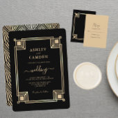 Art Deco Gold Frame QR Code Wedding Response Card 出欠カード