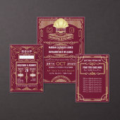 アールデコは私のメイド・オブ・オーナー（花嫁付き添い人）ブルゴーニュ 招待状 (この独立クリエイターのコレクションをカスタマイズ。)