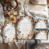 アールヌーボービクトリアン王室の結婚フローラ オールインワン招待状