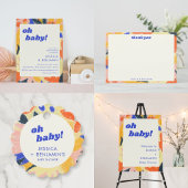 Retro Abstract Botanical Fun Baby Shower Custom ラウンドシール