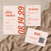 レトロカラフルとはっきりした結婚の 招待状 (この独立クリエイターのコレクションをカスタマイズ。)