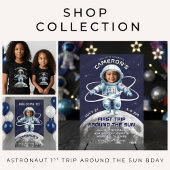 Astronaut Birthday Party 1st Trip Around the Sun サンキューカード