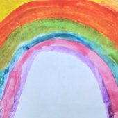 Authentic Kid's Rainbow Watercolor Birthday  ハートシール