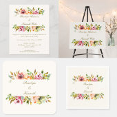Rustic Watercolor Floral Botanical Fall Wedding 招待状
