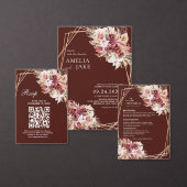 Autumn Burgundy Floral Save the Date Return ラベル (この独立クリエイターのコレクションをカスタマイズ。)