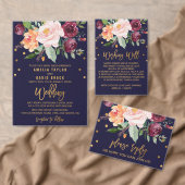 秋の海軍と金ゴールドの日付写真の保存 案内ポストカード (この独立クリエイターのコレクションをカスタマイズ。)