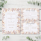 秋の錆&ブラウンボホモダン披露宴結婚ズ エンクロージャーカード (この独立クリエイターのコレクションをカスタマイズ。)