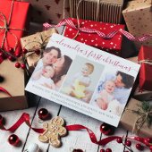 ベビーシンプル初めてのクリスマスフォトコラージュレッド シーズンカード