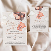 ベビークマ、茶色のバルーン、最初の誕生日 スクエアペーパーコースター