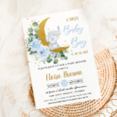 青いフローラの緑の象がベビーサインを願う ポスター