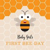 女の子の1歳の誕生日 初めてのBee-Day 可愛いハチ 招待状