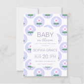 赤ちゃんシャワーかわいい紫ピンクデイジー花招待状