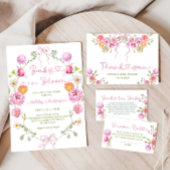 ピンクガールベビーイン開花エレガントベビーシャワー 招待状