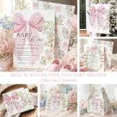 Baby in Bloom Display Shower Pink Bow Baby Shower エンクロージャーカード