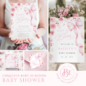 Pink Bow Baby In Bloom Baby Shower Invitation  招待状