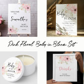 ピンクのフローラゲストブックベビーシャワーのサイン ポスター