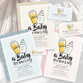 Baby is Brewing Beer Baby Bottle Blue Baby Shower ラウンドシール
