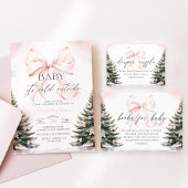 ピンクボウコールド外ベビシャワーブックベビー エンクロージャーカード
