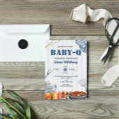 Baby-Q Baby Shower Boy Rustic BBQ Backyard Plaid 招待状