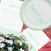 Baby-Q Mint Green Gingham Baby Shower ラウンドシール