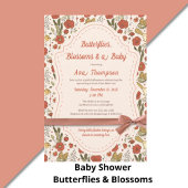 Baby Shower | Butterflies & Blossoms Poetic Floral 招待状