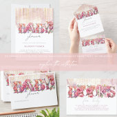 赤ちゃんシャワー&おむつラッフル女の子 オールインワン招待状